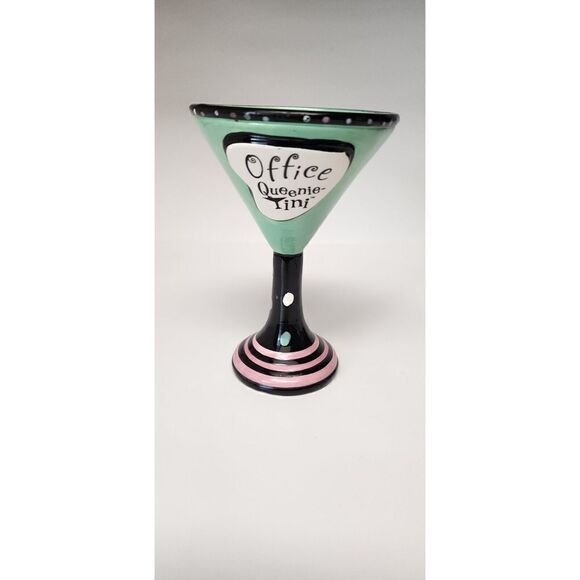 Office Quennie 7" Tini Martini Glasses Color Mint Green/Black - Picture 6 of 6